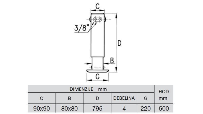 HIDRAULIČNA NOGA DVOSMJERNA 2,9 TON 400mm