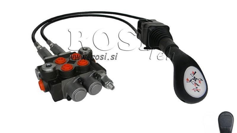 JOYSTICK  WITHOUT BUTTON WITH BRAIDED CABLE 3 met. AND HYDRAULIC VALVE 2xP40 lit.