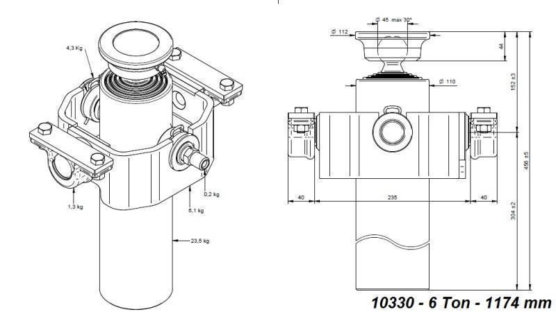 TELESKOPSKI CILINDER COMPACT 4 STOPNJE 1174mm x110 -KROGLA