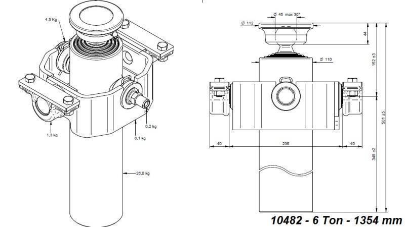 TELESKOPSKI CILINDER COMPACT 4 STOPNJE 1354mm x110 -KROGLA