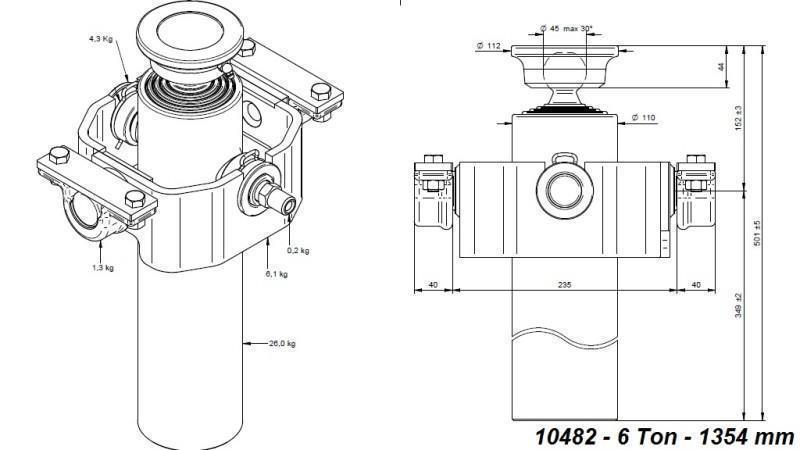 TELESZKÓPUS HENGER COMPACT 4 LÉPCSŐ 1354mm x110 -GÖMB