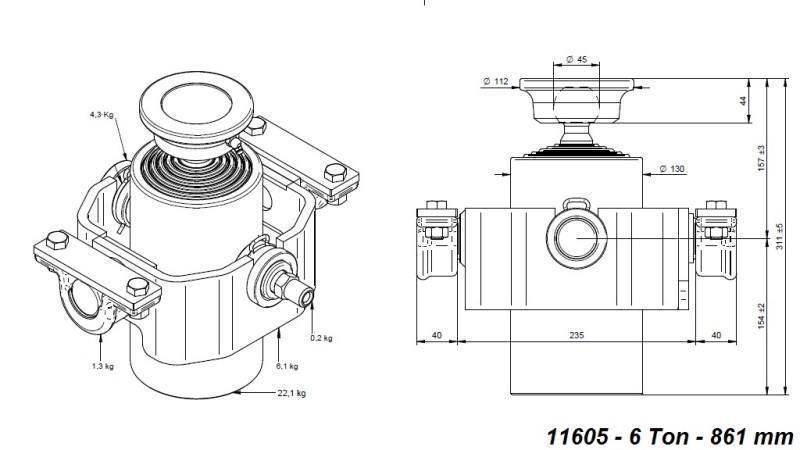 TELESZKÓPUS HENGER  COMPACT 6 LÉPCSŐ 861mm x125 -GÖMB