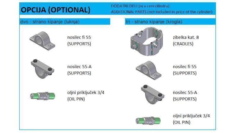 9016S -TELESCOPIC CYLINDER STANDARD/BALL 9 EXTENSIONS STROKE 4040 Dia.240